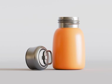 Yalıtılmış şişe ya da bardak suyu izole edilmiş arka plan