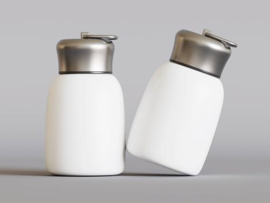 Yalıtılmış şişe ya da bardak suyu izole edilmiş arka plan