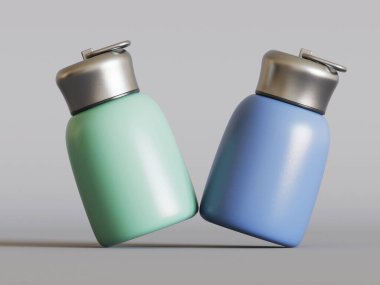 Yalıtılmış şişe ya da bardak suyu izole edilmiş arka plan