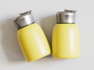 Yalıtılmış şişe ya da bardak suyu izole edilmiş arka plan