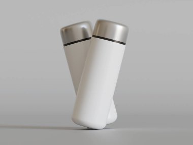 Yalıtılmış şişe ya da bardak suyu izole edilmiş arka plan