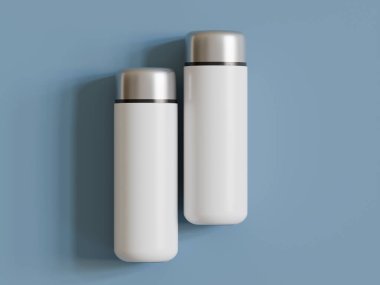 Yalıtılmış şişe ya da bardak suyu izole edilmiş arka plan