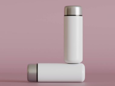 Yalıtılmış şişe ya da bardak suyu izole edilmiş arka plan