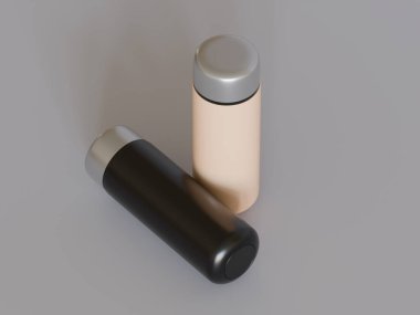 Yalıtılmış şişe ya da bardak suyu izole edilmiş arka plan