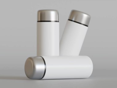 Yalıtılmış şişe ya da bardak suyu izole edilmiş arka plan