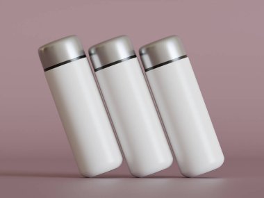 Yalıtılmış şişe ya da bardak suyu izole edilmiş arka plan