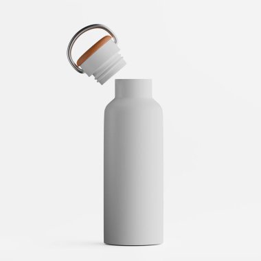 Yalıtılmış şişe ya da bardak suyu izole edilmiş arka plan