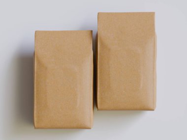 Gerçekçi kahve kesesi kahverengi 3D görüntüleme