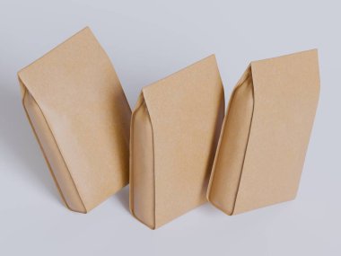 Gerçekçi kahve kesesi kahverengi 3D görüntüleme