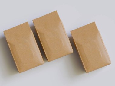 Gerçekçi kahve kesesi kahverengi 3D görüntüleme