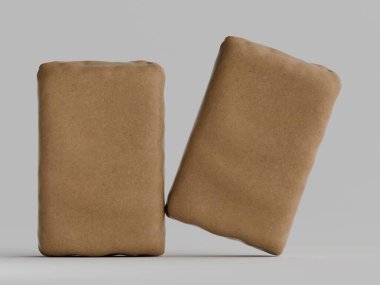 Gri arkaplanda çimento ambalajı