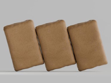 Gri arkaplanda çimento ambalajı