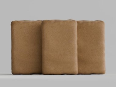 Gri arkaplanda çimento ambalajı