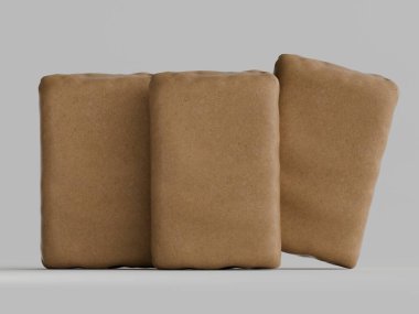 Gri arkaplanda çimento ambalajı