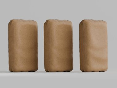 Gri arkaplanda çimento ambalajı