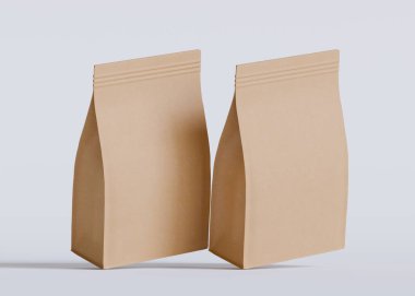 Model koleksiyonu için Kese Paketi Gri bg üzerinde beyaz renk 3B Renk Çizim illüstrasyonuName