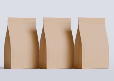 Model koleksiyonu için Kese Paketi Gri bg üzerinde beyaz renk 3B Renk Çizim illüstrasyonuName