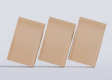 Model koleksiyonu için Kese Paketi Gri bg üzerinde beyaz renk 3B Renk Çizim illüstrasyonuName