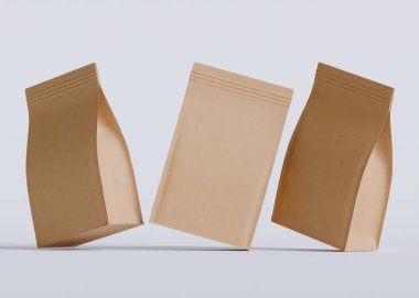 Model koleksiyonu için Kese Paketi Gri bg üzerinde beyaz renk 3B Renk Çizim illüstrasyonuName