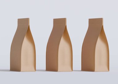 Model koleksiyonu için Kese Paketi Gri bg üzerinde beyaz renk 3B Renk Çizim illüstrasyonuName