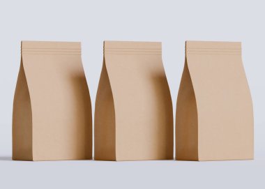 Model koleksiyonu için Kese Paketi Gri bg üzerinde beyaz renk 3B Renk Çizim illüstrasyonuName