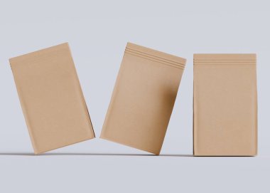 Model koleksiyonu için Kese Paketi Gri bg üzerinde beyaz renk 3B Renk Çizim illüstrasyonuName