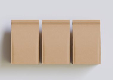 Model koleksiyonu için Kese Paketi Gri bg üzerinde beyaz renk 3B Renk Çizim illüstrasyonuName