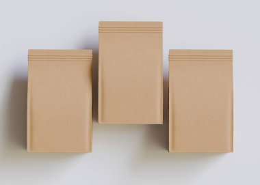 Model koleksiyonu için Kese Paketi Gri bg üzerinde beyaz renk 3B Renk Çizim illüstrasyonuName