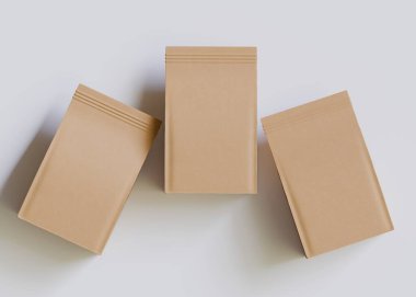 Model koleksiyonu için Kese Paketi Gri bg üzerinde beyaz renk 3B Renk Çizim illüstrasyonuName