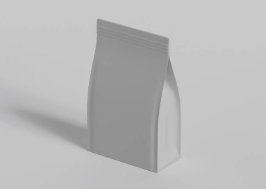 Model koleksiyonu için Kese Paketi Gri bg üzerinde beyaz renk 3B Renk Çizim illüstrasyonuName