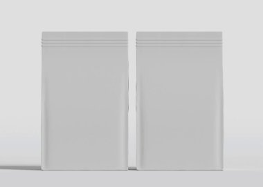 Model koleksiyonu için Kese Paketi Gri bg üzerinde beyaz renk 3B Renk Çizim illüstrasyonuName