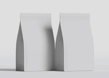 Model koleksiyonu için Kese Paketi Gri bg üzerinde beyaz renk 3B Renk Çizim illüstrasyonuName