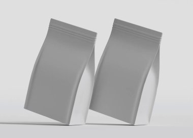 Model koleksiyonu için Kese Paketi Gri bg üzerinde beyaz renk 3B Renk Çizim illüstrasyonuName