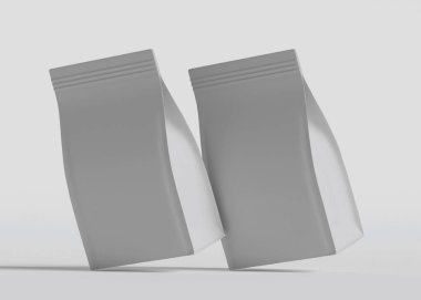 Model koleksiyonu için Kese Paketi Gri bg üzerinde beyaz renk 3B Renk Çizim illüstrasyonuName