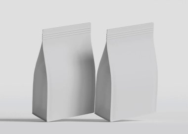 Model koleksiyonu için Kese Paketi Gri bg üzerinde beyaz renk 3B Renk Çizim illüstrasyonuName