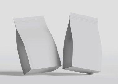 Model koleksiyonu için Kese Paketi Gri bg üzerinde beyaz renk 3B Renk Çizim illüstrasyonuName