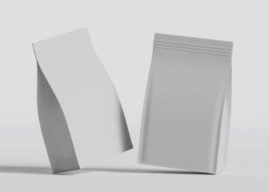 Model koleksiyonu için Kese Paketi Gri bg üzerinde beyaz renk 3B Renk Çizim illüstrasyonuName