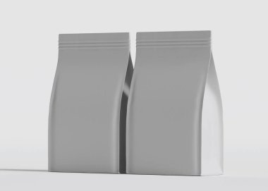 Model koleksiyonu için Kese Paketi Gri bg üzerinde beyaz renk 3B Renk Çizim illüstrasyonuName