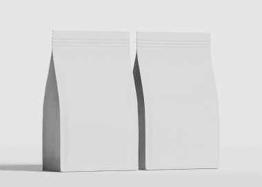 Model koleksiyonu için Kese Paketi Gri bg üzerinde beyaz renk 3B Renk Çizim illüstrasyonuName