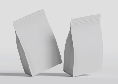 Model koleksiyonu için Kese Paketi Gri bg üzerinde beyaz renk 3B Renk Çizim illüstrasyonuName