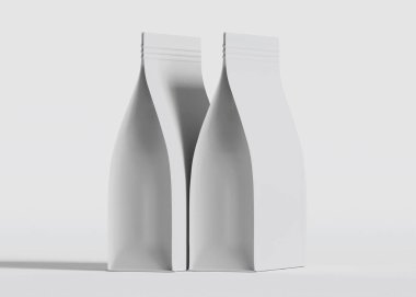 Model koleksiyonu için Kese Paketi Gri bg üzerinde beyaz renk 3B Renk Çizim illüstrasyonuName