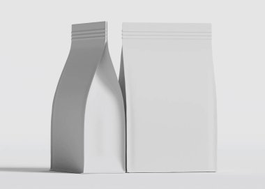 Model koleksiyonu için Kese Paketi Gri bg üzerinde beyaz renk 3B Renk Çizim illüstrasyonuName