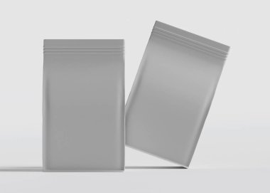 Model koleksiyonu için Kese Paketi Gri bg üzerinde beyaz renk 3B Renk Çizim illüstrasyonuName