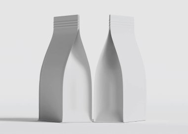 Model koleksiyonu için Kese Paketi Gri bg üzerinde beyaz renk 3B Renk Çizim illüstrasyonuName