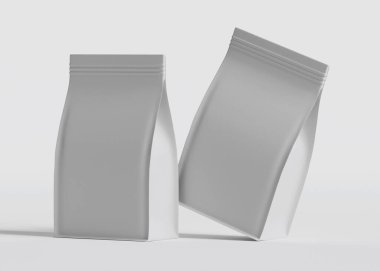 Model koleksiyonu için Kese Paketi Gri bg üzerinde beyaz renk 3B Renk Çizim illüstrasyonuName