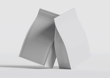 Model koleksiyonu için Kese Paketi Gri bg üzerinde beyaz renk 3B Renk Çizim illüstrasyonuName