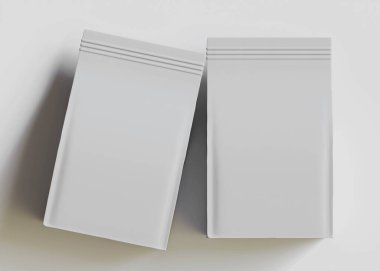 Model koleksiyonu için Kese Paketi Gri bg üzerinde beyaz renk 3B Renk Çizim illüstrasyonuName