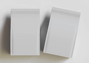 Model koleksiyonu için Kese Paketi Gri bg üzerinde beyaz renk 3B Renk Çizim illüstrasyonuName