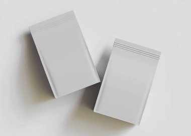 Model koleksiyonu için Kese Paketi Gri bg üzerinde beyaz renk 3B Renk Çizim illüstrasyonuName