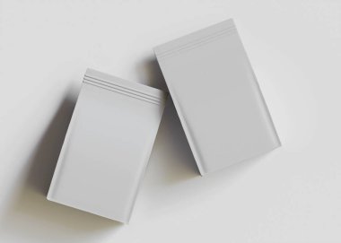 Model koleksiyonu için Kese Paketi Gri bg üzerinde beyaz renk 3B Renk Çizim illüstrasyonuName